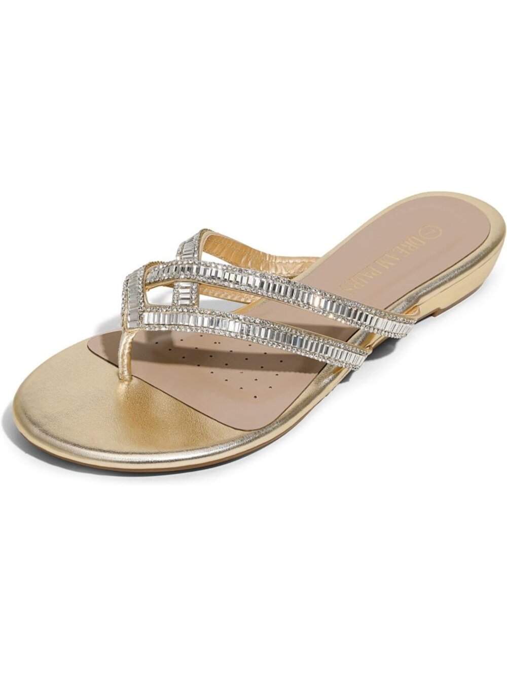 Women's Gold Rhinestones Design Slides Sandals Dress Daily Flat Sandals